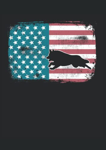 Perro Pastor De La Bandera Americana: Cuaderno Punteado Din