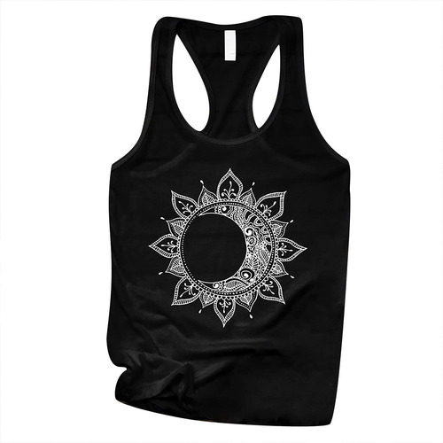 Ourona Mandala Tank Tops Para Mujer Lotus Graphic Tee Loose