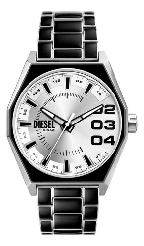 Reloj Hombre Diesel Dz2195 Scraper Color de la correa Negro Color del bisel Negro Color del fondo Plateado