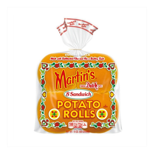 Pan Martins Potato Rolls X 8 Panes Precio X 1 Bolsa