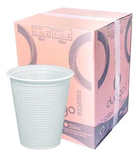 Caixa Copo Plástico Descartável Reforçado Água 180ml 2500 Un Cor Branco-transparente