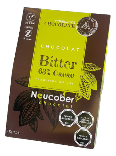 Neucober Monedas De Chocolate Fino Bitter 63% Cacao