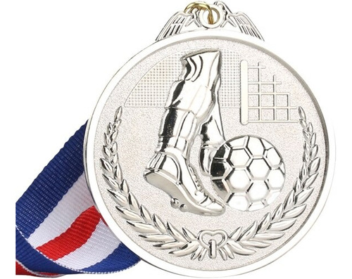 Medalla Deportiva Fútbol Plata Metálica 5 Cm C/cinta.
