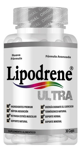 Lipodrene Ultra 30 Caps- Formula Ultra Pro - Termogénico Sabor Sin Sabor