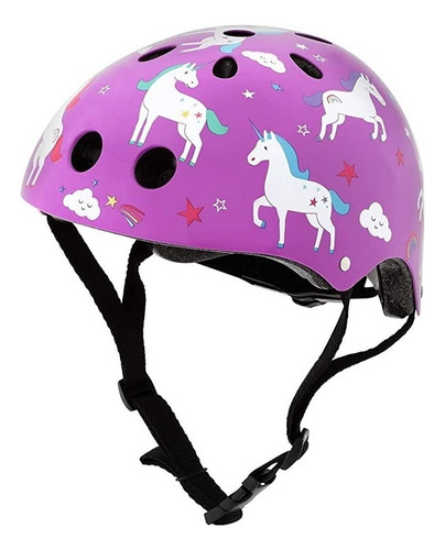 Casco Ciclismo Unicornios Morado Luz Led Niña Hornit Color Violeta Talla S (48-53cm)