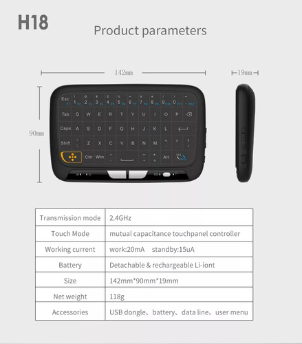 Teclado Sem Fio Mini Touchad Air Mice 2.4ghz Qwerty