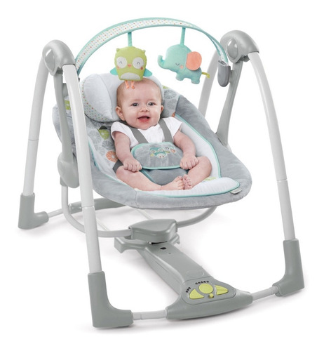 Silla Mecedora Musical Para Bebe Ingenuity Buho Y Elefante Color Gris