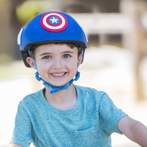 Imagen 8 de 10 de Casco Protector Capitan América Niños 3 A 7 Bicicleta Skate