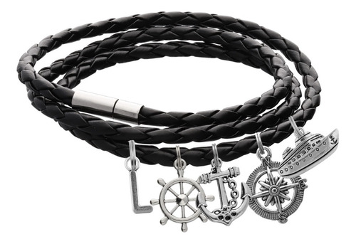 Pulsera Viajero Marinero Brazalete Dije Ancla Timón Letra