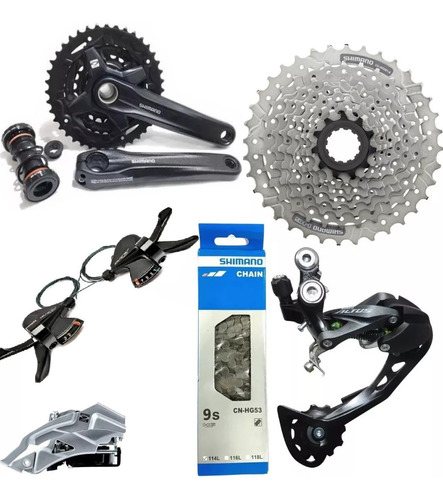 Kit Grupo Shimano Altus Alivio 27v 11/36d Pedivela Integrado