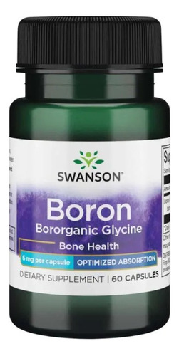 Swanson | Albion Boron Bororganic Glycine 6 Mg | 60 Caps Sabor Sin sabor
