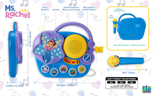 Micrófono De Karaoke Ekids Ms Rachel Con Boombox Para Niños