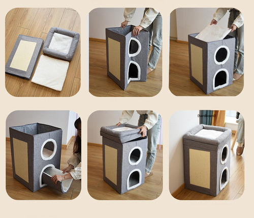 Cama Cucha Terrapet plegable rascador para gatos y perros pequeños color gris