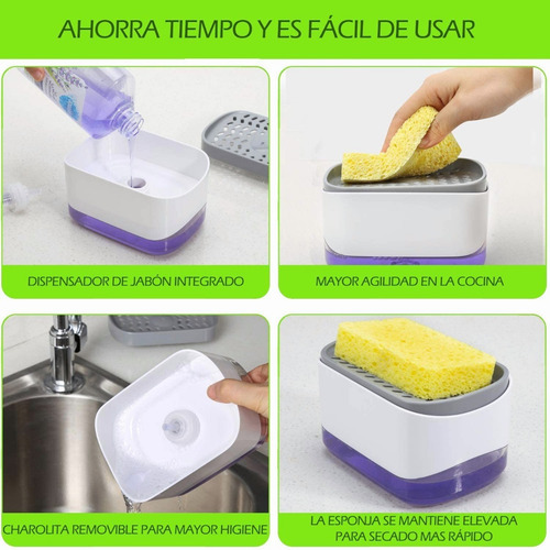 Imagen 6 de 9 de Dispensador De Jabón Para Cocina Con Jabonera 2 En 1