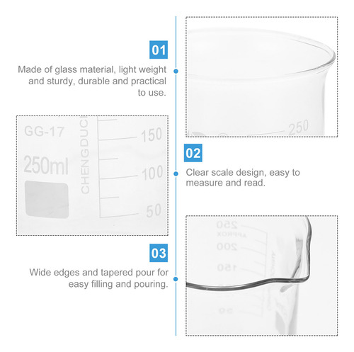 Vaso Graduado, 4 Unidades, Vasos De Vidrio Para Medir, Labor