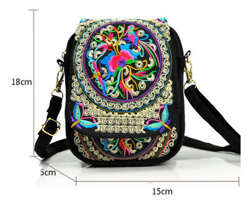 Mochila Bordada De Estilo Étnico B Wallet Para Mujer Con Min