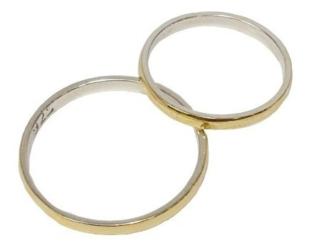 Imagen 3 de 10 de Alianzas Plata Y Oro El Par Anillo Casamiento Grabado 2 Mm