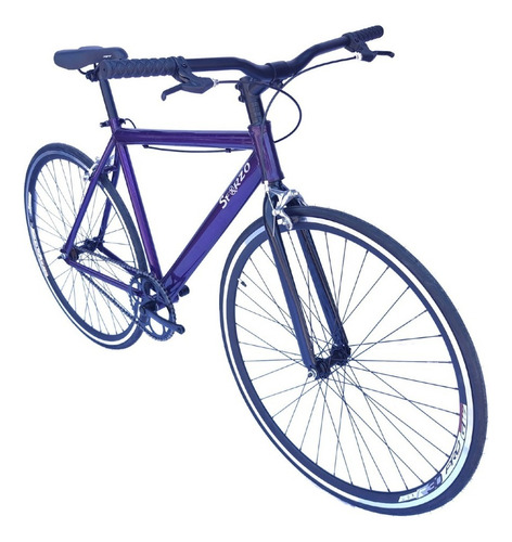 Bicicleta Urbana/fixed Rin 700 Manubrio Recto - Morado Tamaño Del Marco 47 Cm