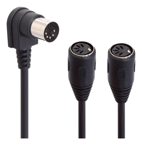 Glhong Adaptador De Cable Midi Divisor Din Y De 5 Pines, Enchufe De Ángulo Recto De 90 Grados Macho A Doble Extensión De Audio Para Teclado, Piano Eléctrico, Sintetizador, Guitarra (50 Cm)