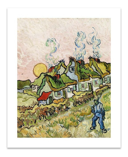 Lamina Fine Art Giclee Casas Y Figura Van Gogh 41x50 M Y C