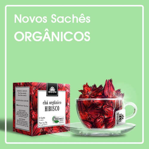 6 Chás De Hibisco Puro - 60 Sachês - Orgânicos E Certificado