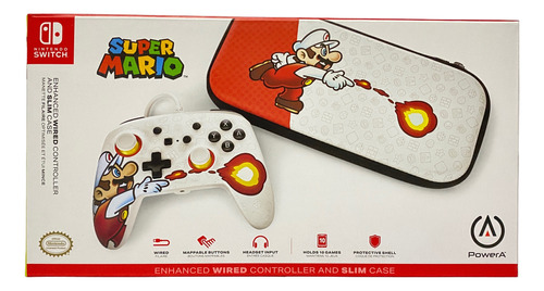 Nintendo Switch: Control Alambrico + Funda Slim Super Mario