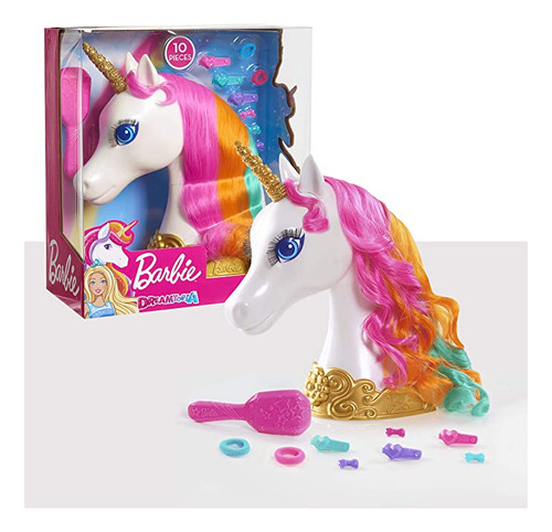 Barbie Dreamtopia Unicorn Styling Head, 10 Piezas, Por Just.