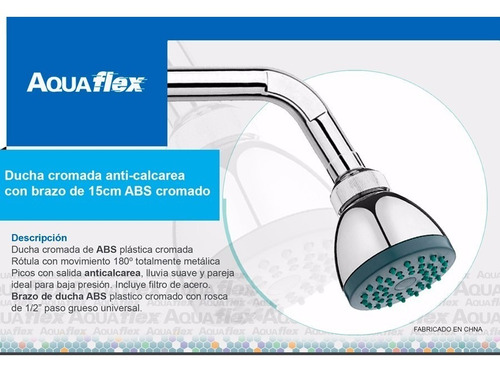 Flor De Ducha Anti-calcarea Y Brazo / Caño 15 Cm Aquaflex