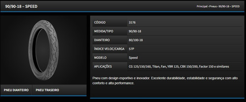 Pneu Traseiro Dafra Speed150 90/90-18 Technic Speed S/camara