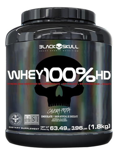 Whey 100% Hd Black Skull - 1,8kg (wpc, Wpi E Wph) Sabor Chocolate