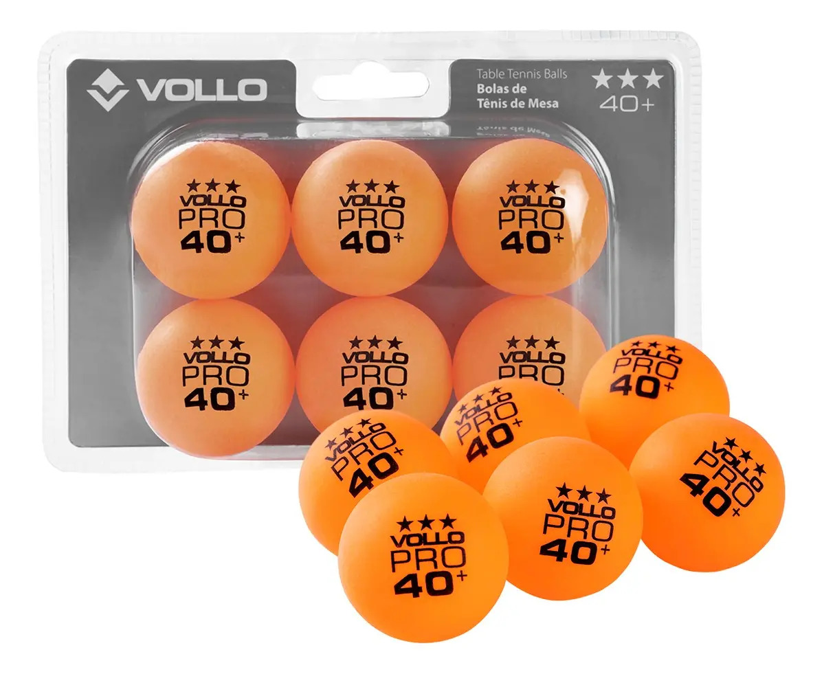 Kit 6 Bolas De Tênis De Mesa Bolinhas De Ping Pong Laranja 3 Estrelas Vollo Abs 40mm