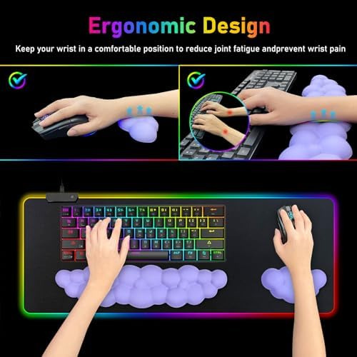 Alfombrilla De Mouse Grande Para Juegos Led Con Reposamuñeca