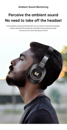 Auriculares plegables Bluetooth 5.3 Gamer Monster Xkh01, color negro, color claro, azul