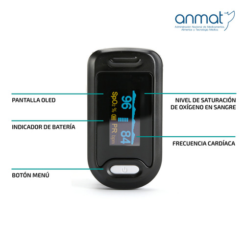 Oxímetro de pulso saturometro para dedo Femmto YK-81A negro
