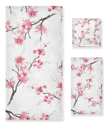 Pfrewn Cherry Blossoms Flowes Toallas Juego De 3 Acuarela Ro