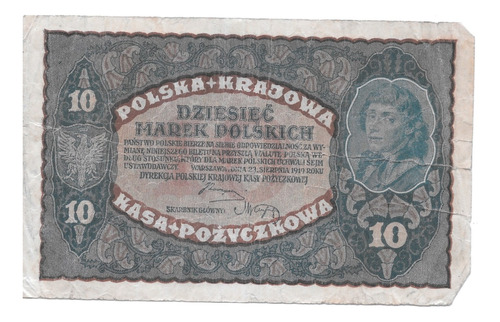 Liquido Excelente Billete De Polonia. 10 Marek 1919
