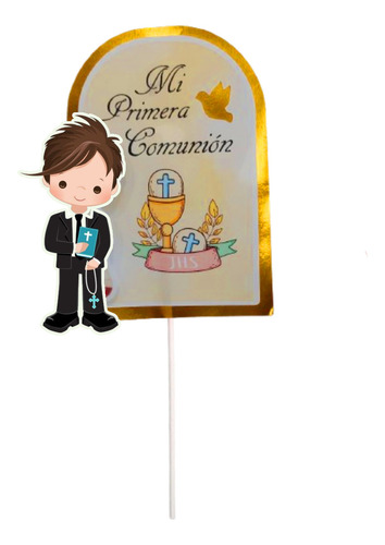 Adorno Pinche Comunion Metalizado Nene 3d Calumi X3u Comunion Nene