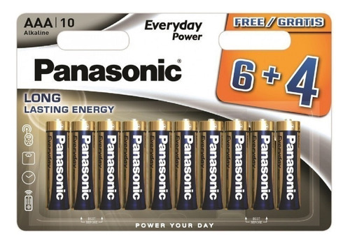 10 Pilhas Baterias Aaa Palito Panasonic Alcalina - 1 Cartela