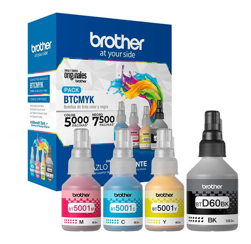 Tinta Brother Btd60 Negro + Bt5001 Color Original Pack 4u