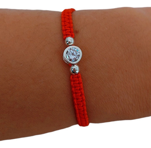  Pulsera Macrame Roja Susano Cristal Plata925 Protección 