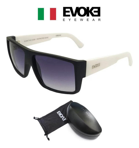 Óculos De Sol Evoke Code Bra10 Black White Matte Gradient