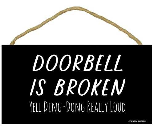 Letrero Divertido De Madera De Doorbell Is Broken Yell Ding