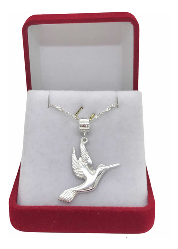 Imagen 2 de 7 de Cadena De Plata Con Dije Colibrí