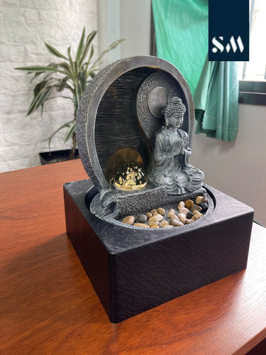 Fuente De Agua Buda Mediana Decoración Zen Con Luz Led