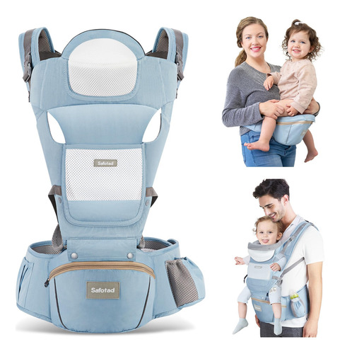 Canguro Para Bebe Con Asiento 6 En 1 Ajustable Azul Bebe