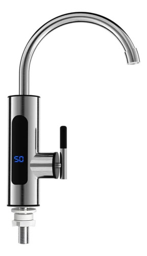 Canilla Griferia Electrica Calentador De Agua 3300w Display Plateado Cromado 50/60 Hz