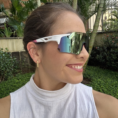 Óculos Esportivo Pulse Branco Com Rosa Baixa Pace®