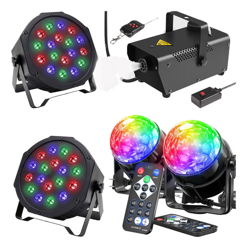 Paquete Luces Disco Dj Led Para Fiestas Maquina De Humo