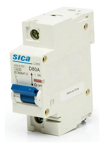 Llave Termica Unipolar Termomagnetica 80/100amp Sica Voltaje Nominal 415v Color Blanco Corriente Nominal 80 A