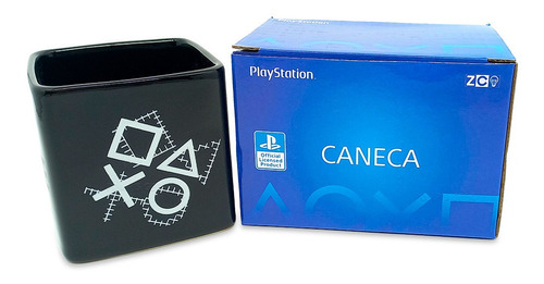 Caneca Quadrada Playstation Since 1994 Cerâmica 300ml